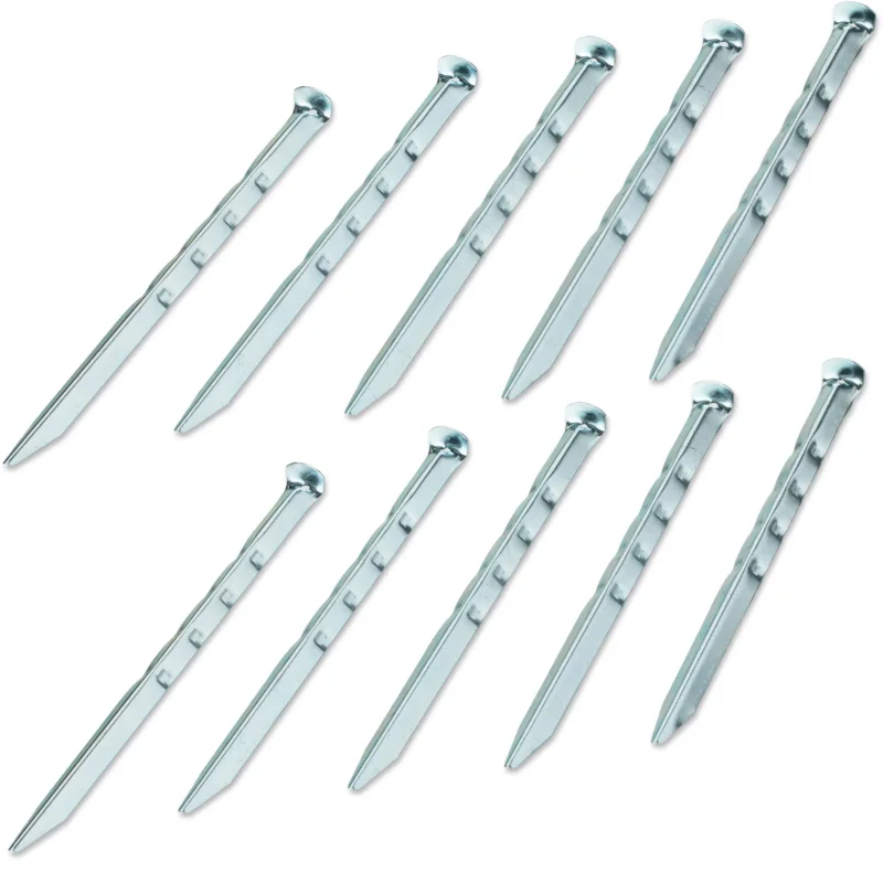 10 Stück Stahl Hering 23 cm - gerippter V-Profil - Sandhering Zelthering weiche feuchte Boden Zeltnagel Zeltpflock Erdspieß Camping Zubehör Outdoor Set