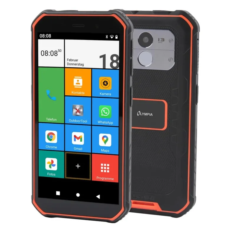 Olympia TREK Outdoor Smartphone Android 10 Schwarz Orange