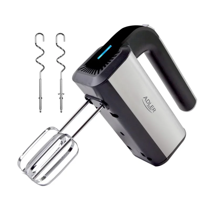Adler AD 4225 Handmixer 300 W Edelstahl mit 5 Geschwindigkeiten Silber Schwarz