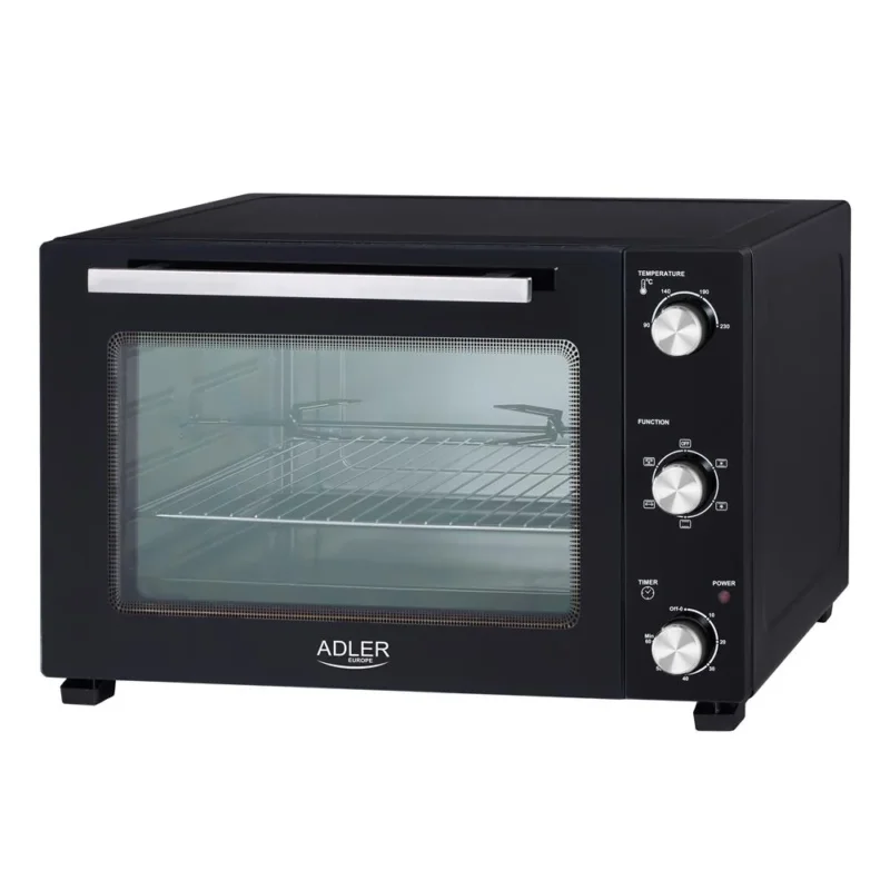 Adler AD 6026 Elektrobackofen 48 L mit Umluft Timer und Drehspieß Schwarz