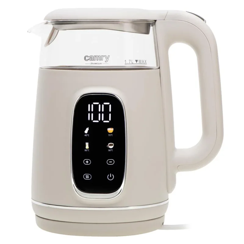 Camry CR 1383 Wasserkocher 1,7 L Temperaturregelung Glas 2200 W Beige