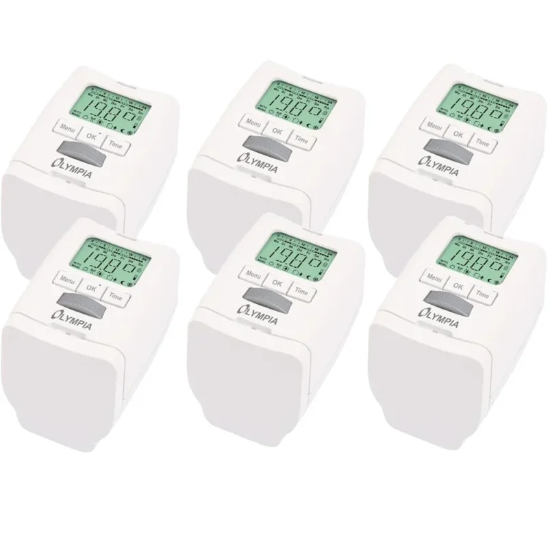 Olympia HT 430‑22 Heizkörperthermostat – Energiespar-Thermostat programmierbar (6er Set)
