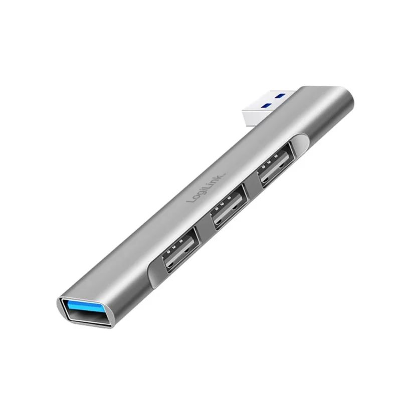 LogiLink Ultraslim 4-Port USB-A Hub, Aluminium, Silber