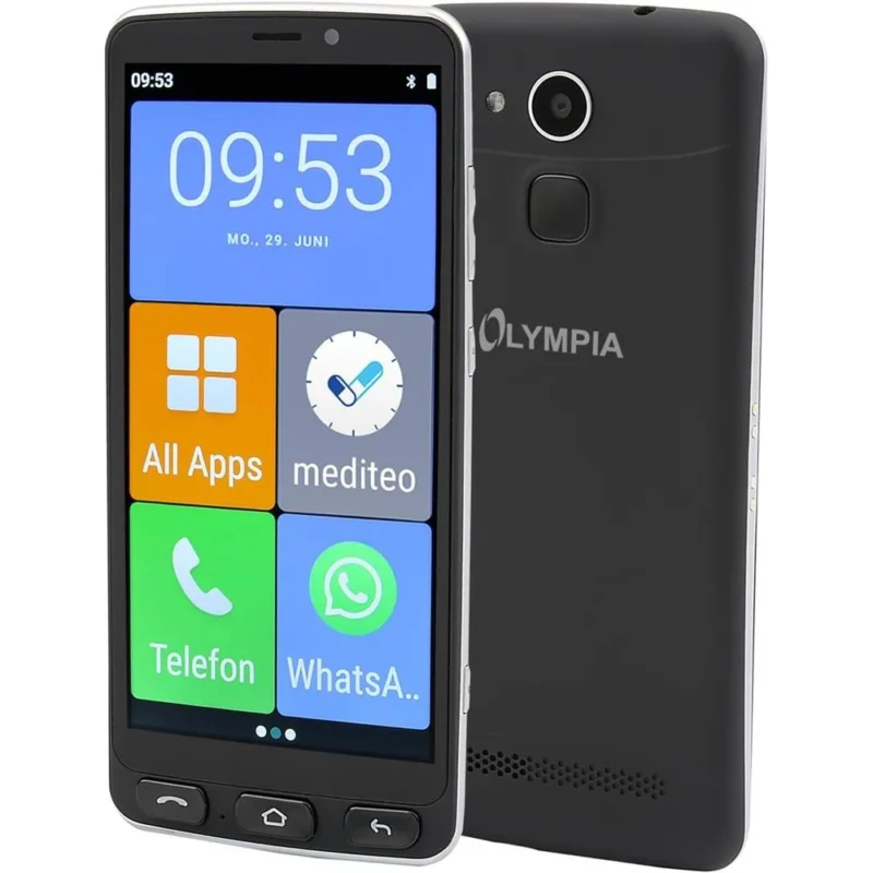 Olympia NEO+ schwarz Seniorenhandy Smartphone großem Display Notruftaste Whatsapp Android 15 4G LTE