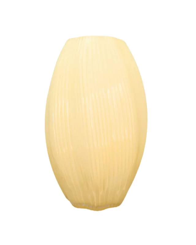 Gelbe bauchige Blumenvase aus Glas von Clayre & Eef auf hellem Hintergrund.