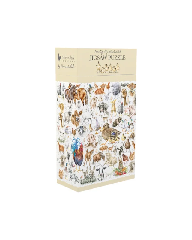 Das 1000 Teile Puzzle mit Bauernhoftieren Farmyard Friends von Wrendale Designs bringt den Bauernhof und seine Bewohner direkt zu dir nach Hause und das ganz ohne Stroh und Futter. Schweine, Kühe, Hühner sowie Pferde, Esel und viele weitere mehr sind als Aquarell-Illustrationen von Hannah Dale auf diesem Puzzle wieder zu finden. Ein Must-Have für jeden, der das Glück hat seine Milch und Eier noch beim Bauern um die Ecke zu bekommen und natürlich alle Puzzle-Fans.