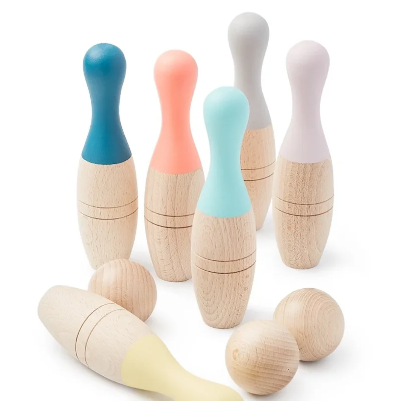 Bowlingkegel aus Buchen-Massivholz von Me&Mine_6 Stück