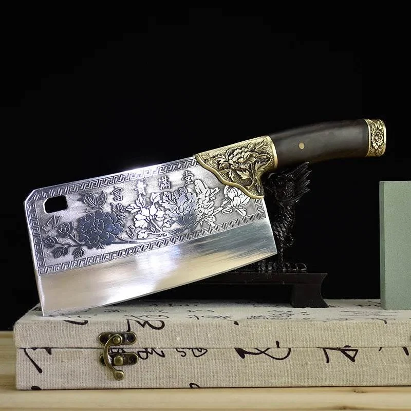 Einzigartiges 7,7 Zoll Chopper Küchenmesser - Edelstahl und Kupferverzierungen - Kochschein