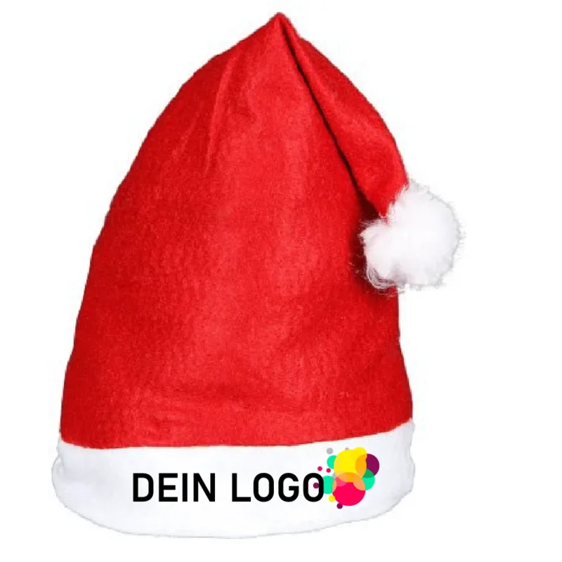Santa Magix Weihnachtsmütze Nikolausmütze mit Name 50-1000 Stück Firma Logo - Weihnachtsmann Mütze rot mit Bommel Weihnachtsfeier Xmas Christmas Nikolaus