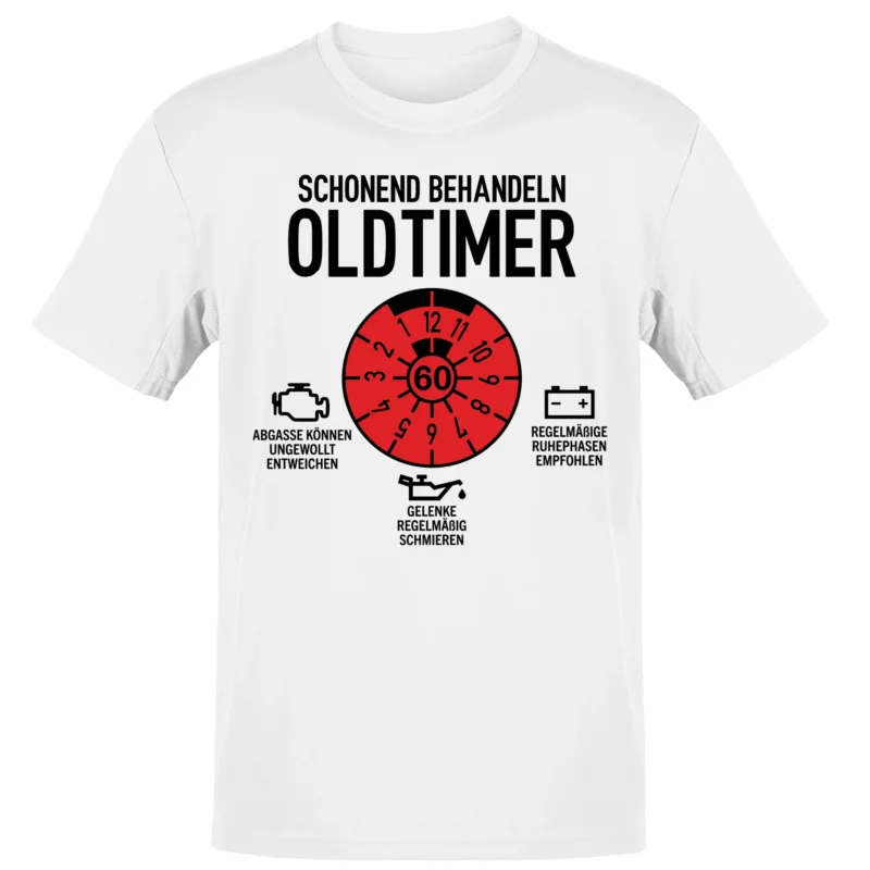 Geburtstag Shirt lustig 18 bis 99 Jahre – Frischer Jahrgang Oldtimer Gästebuch Schonend behandeln – Party T-Shirt Geburtstag Herren Damen – Geburtstag Outfit in Schwarz oder Weiß