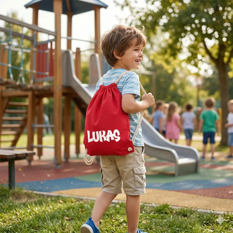Personalisierter Turnbeutel mit Wunschtext bis 4 Zeilen Sportbeutel mit Namen für Kinder und Erwachsene