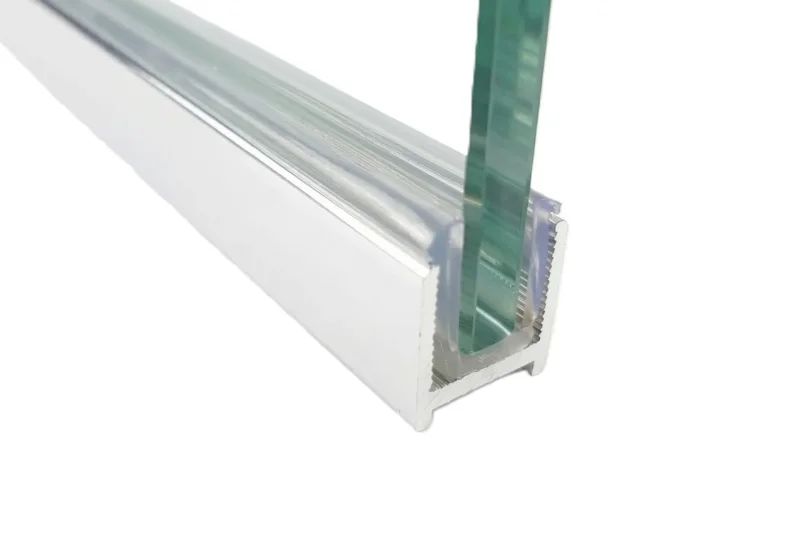 Alu U-Wandprofil DUC – silikonfreie Klemmung für 8 oder 10 mm Glas