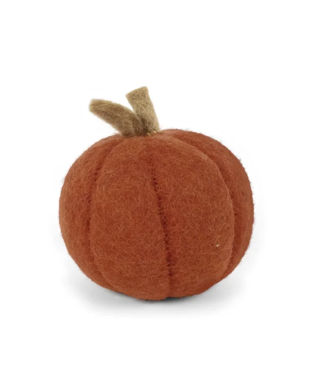 Orange-Roter Deko-Filzkürbis von Gry & Sif (Höhe 10 cm)