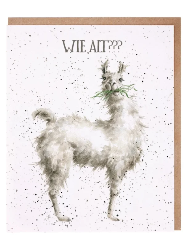 Doppelkarte Lama "Wie alt?" von Wrendale Designs