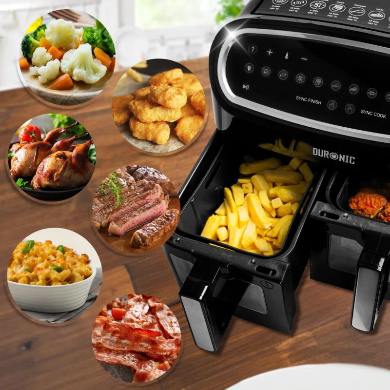 Duronic AFL1 Silikonormen 2er Set Serviervorschlag Gemüse Chicken Nuggets Steak Pommes Bacon