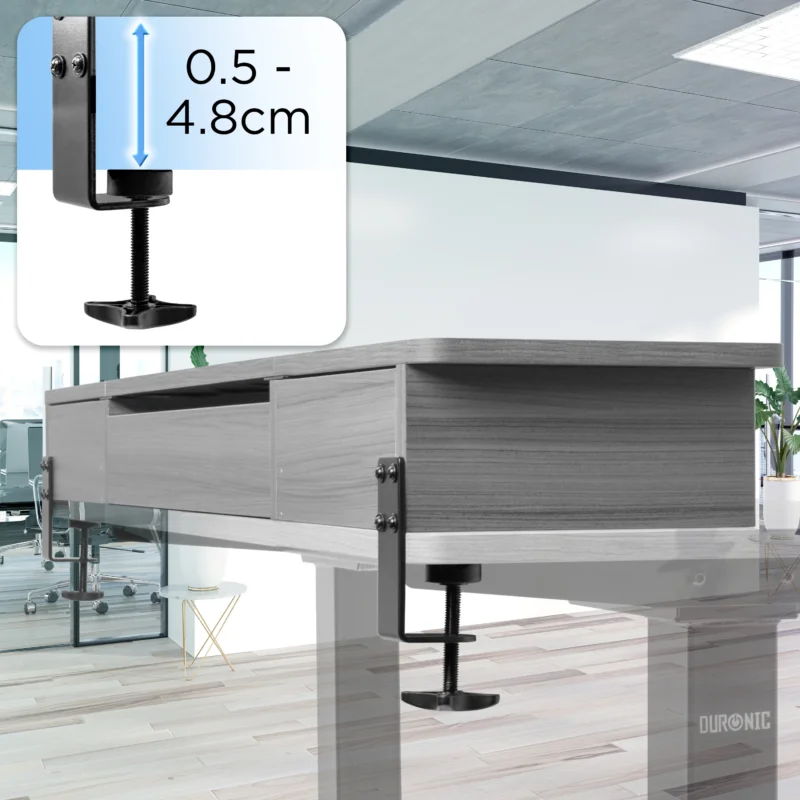 Duronic DD2 GY Schreibtischerhöhung für Monitore Tischklemme zu Befestigung maximale Tischdicke
