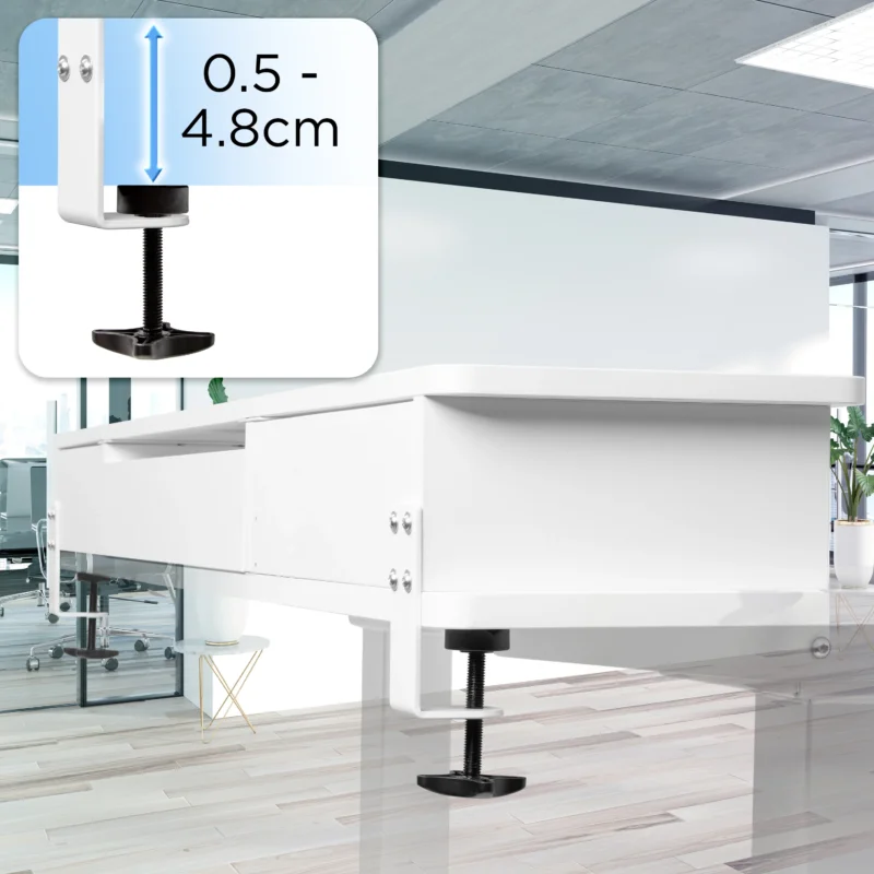 Duronic DD3 WE Schreibtischerhöhung für Monitore Tischklemme zu Befestigung maximale Tischdicke