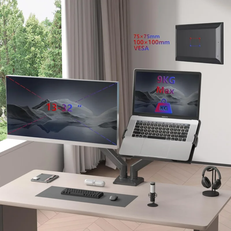 Duronic DM6AL1 Monitorarm Monitorhalterung Laptop Monitor VESA Befestigung Kapazität Monitorgröße