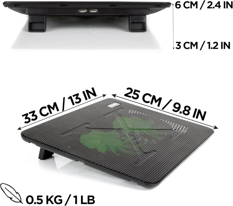 Duronic LC2 Laptopkühler Maße leichtes Gewicht 500g höhenverstellbar