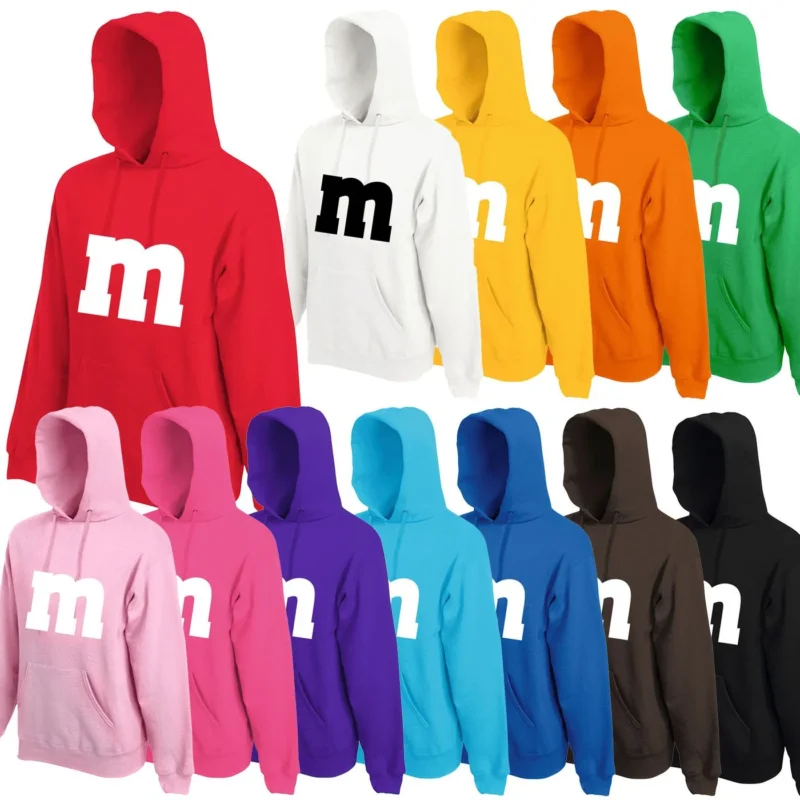 M&M Hoodie Pullover Kapuzen-Pulli – M und M Buchstaben Gruppenkostüm für Fasching & Karneval – Partner- & JGA Kostüm – Unisex Hoodie für Damen & Herren