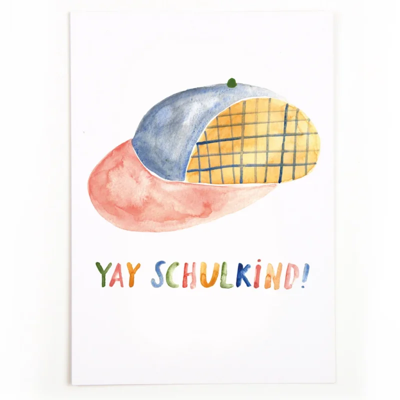 Postkarte zur Einschulung | YAY SCHULKIND!