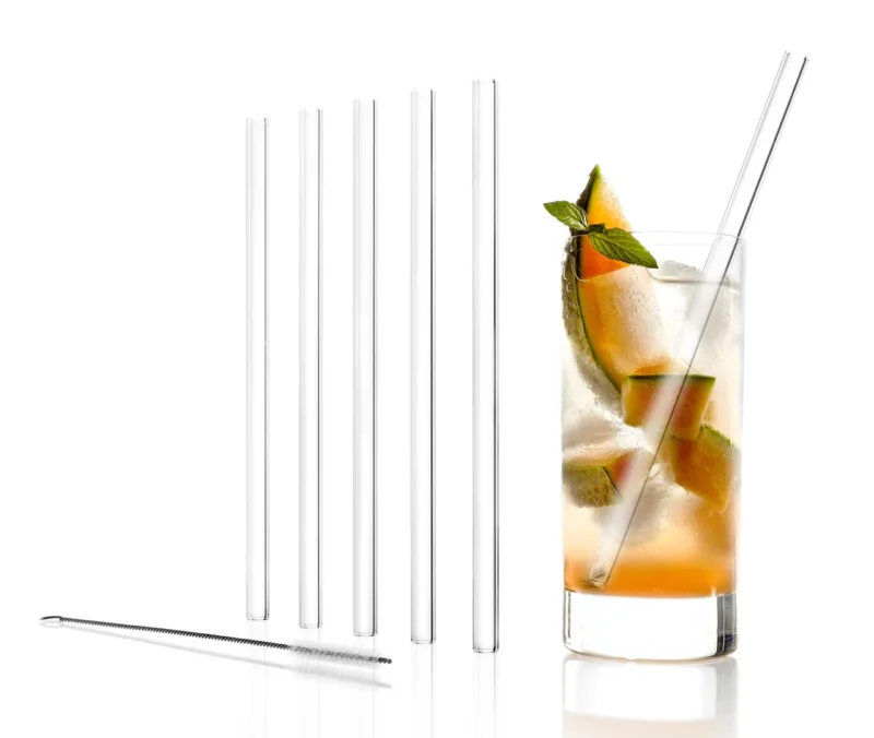 Glastrinkhalme klar 6er Set mit Bürste