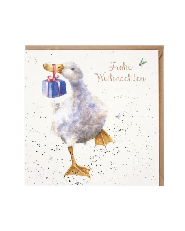 Weihnachtliche Gans Doppelkarte "Special Delivery" von Wrendale Designs