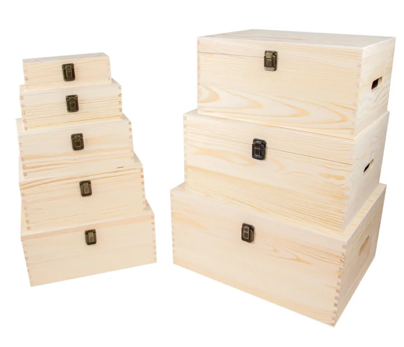 Holzbox mit Deckel Holzkiste Aufbewahrungsbox Deko Holz-Kiste Naturholz Unbehandelt