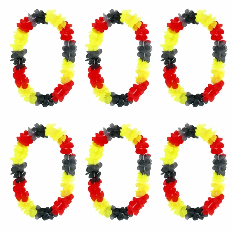 Deutschland Hawaiiketten Schwarz Rot Gold Blumenketten Fan Party Hawaii Ketten für Fußball Public Viewing Gartenparty Karneval Geburtstag