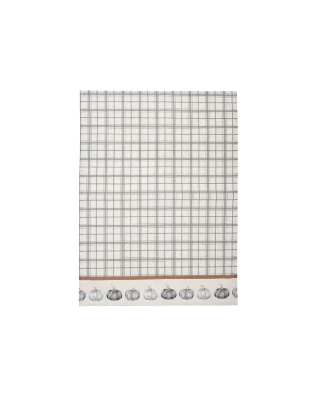 „Herbstliches Geschirrtuch Kürbis von Clayre & Eef 50 × 70 cm mit dekorativen Kürbissen als Bordüre“