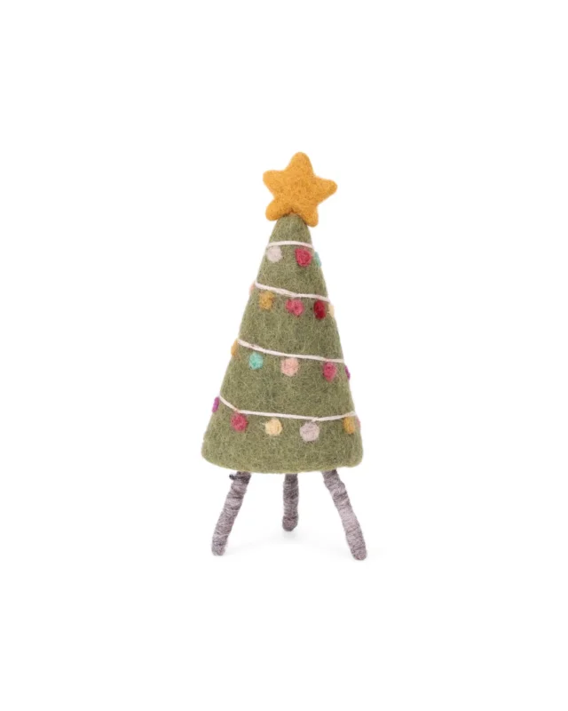Detailansicht Mini Filz-Weihnachtsbaum mit bunten Lichtern