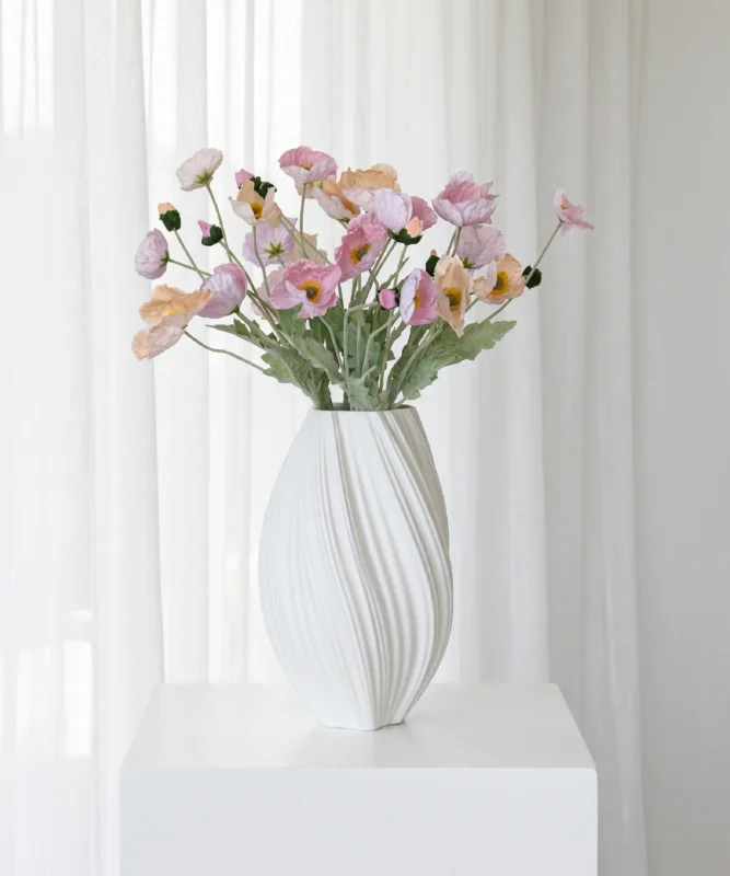 Realistisches Kunstblumen-Bouquet Mohnblüten 8er in Rosa und Coral – bloom collection von 7 O'CLOCK