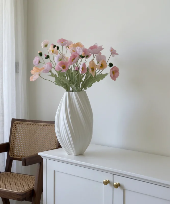 Kunstblumen-Bouquet Mohnblüten 8er in Rosa und Coral aus der Serie Bloom – Detailansicht