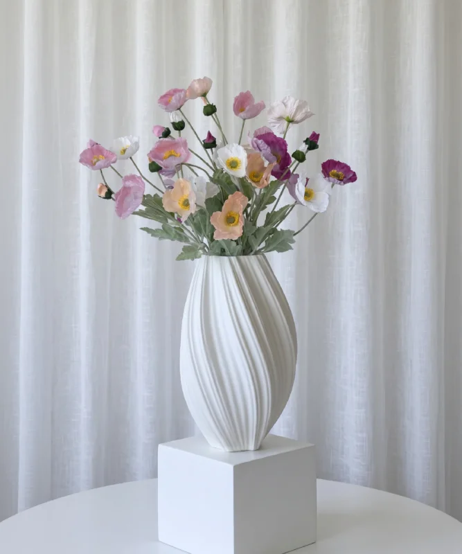 Realistisches Kunstblumen-Bouquet Mohnblüten 8er in Weiß, Pink, Rosa und Coral – bloom collection von 7 O'CLOCK