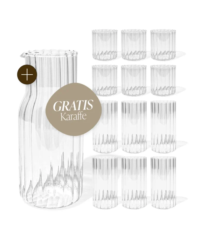 12er Gläser-Set mit gratis Karaffe – norway collection von 7 O'CLOCK