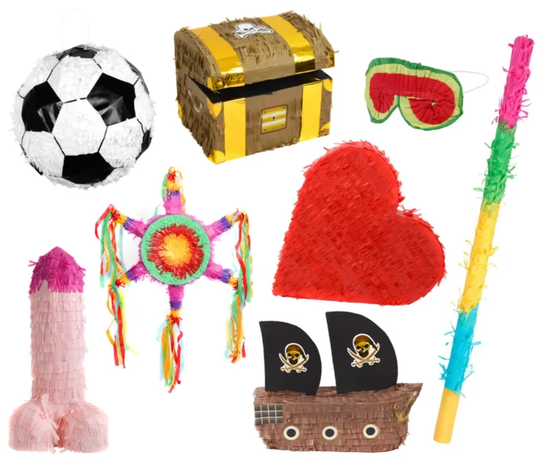 Pinata Set Penis Piratenschiff Schatztruhe Fußball Mexikanischer Stern Herz Party Accessoire