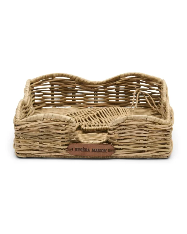 Rattan Serviettenalter mit einem Fisch zum Festhalten der Servietten von Rivièra Maison.