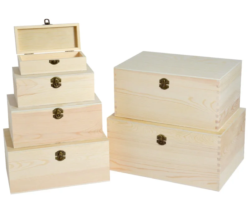 Holzboxen - Set mit Deckel Holzkisten Aufbewahrungsboxen in verschiedenen Größen