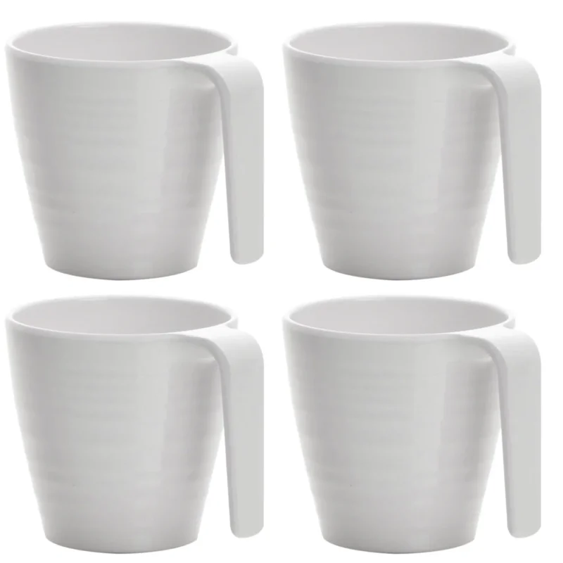 Melamin 4 Tassen 300 ml ideal für Camping - Stapelbar - Trinkbecher Kaffeetasse Kaffeebecher