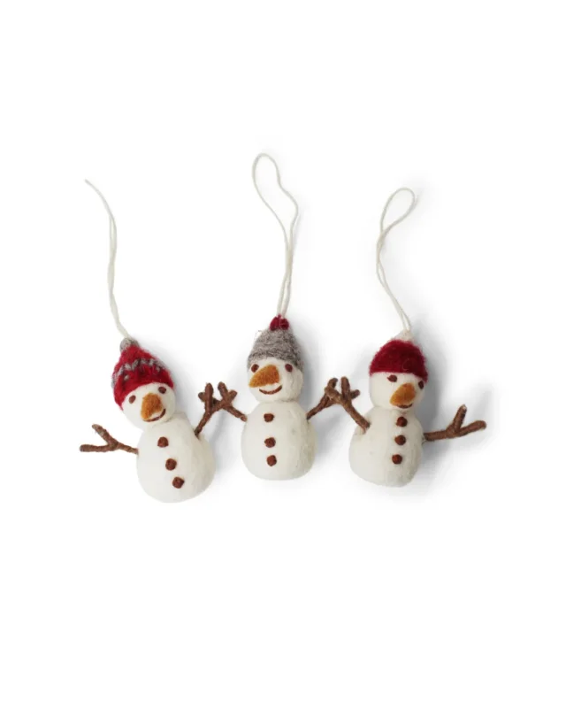 Detailansicht 3er-Set Schneemann-Deko aus Filz von Gry & Sif