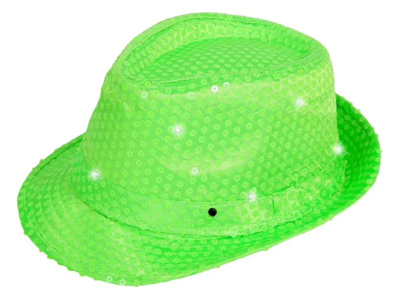 Hut Pailletten Trilby Partyhut mit LED für Damen und Herren