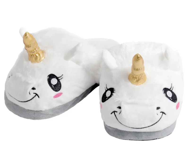 Einhorn Pantoffeln Damen Kinder 36/37 Hausschuhe Unicorn Plüsch Slipper flauschig weich Winter Kuschel Schuhe weiß Geschenk
