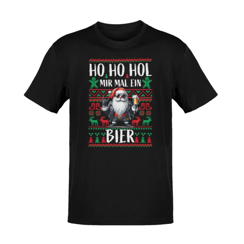 Ho Ho hol Bier Weihnachten T Shirt Herren Damen Frohe Weihnachten Shirt Merry Christmas Xmas TShirt lustiges Motiv Unisex Kurzarm Rundhals 100% Baumwolle Party Outfit