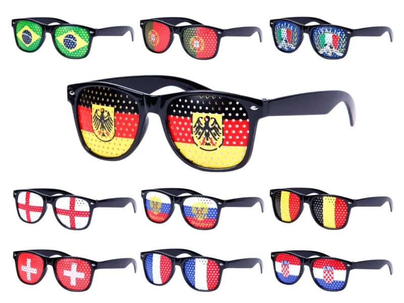 WM Lochbrille Pinehole Fanbrille Fussball Brille Länderbrille Gitterbrille Rasterbrille