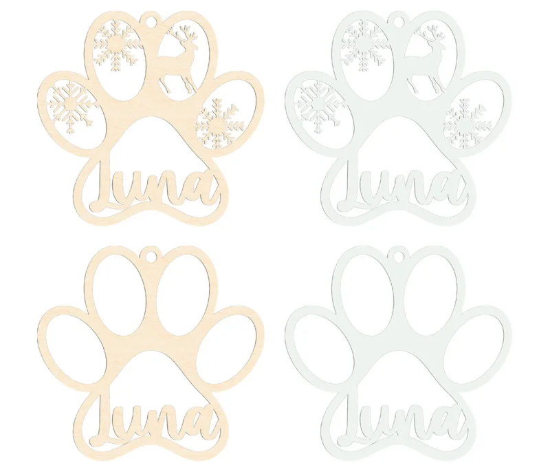 Weihnachtsbaumschmuck Anhänger "Pfote" mit Wunschnamen Haustier Ornament personalisiert