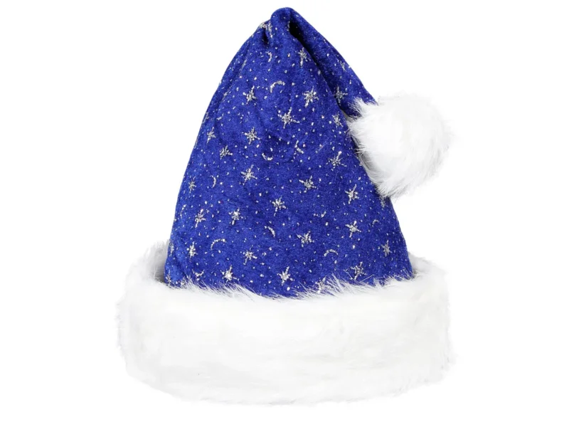 Weihnachtsmütze mit Pelzrand und Glitzer Nikolausmütze glänzende Xmas Mütze Partyhut Unisex Kostüm Accessoire für Damen Herren Kinder Weihnachtsfeier Nikolaus Geschenk