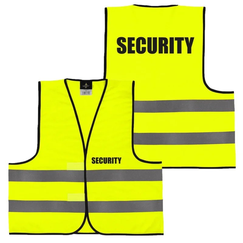 Alsino Warnweste mit Aufdruck - 5er 10er Sets Sicherheitsweste Security Sicherheit Personal Rücken/Front- Druck - Gelb Orange M/XL/XXL/5XL