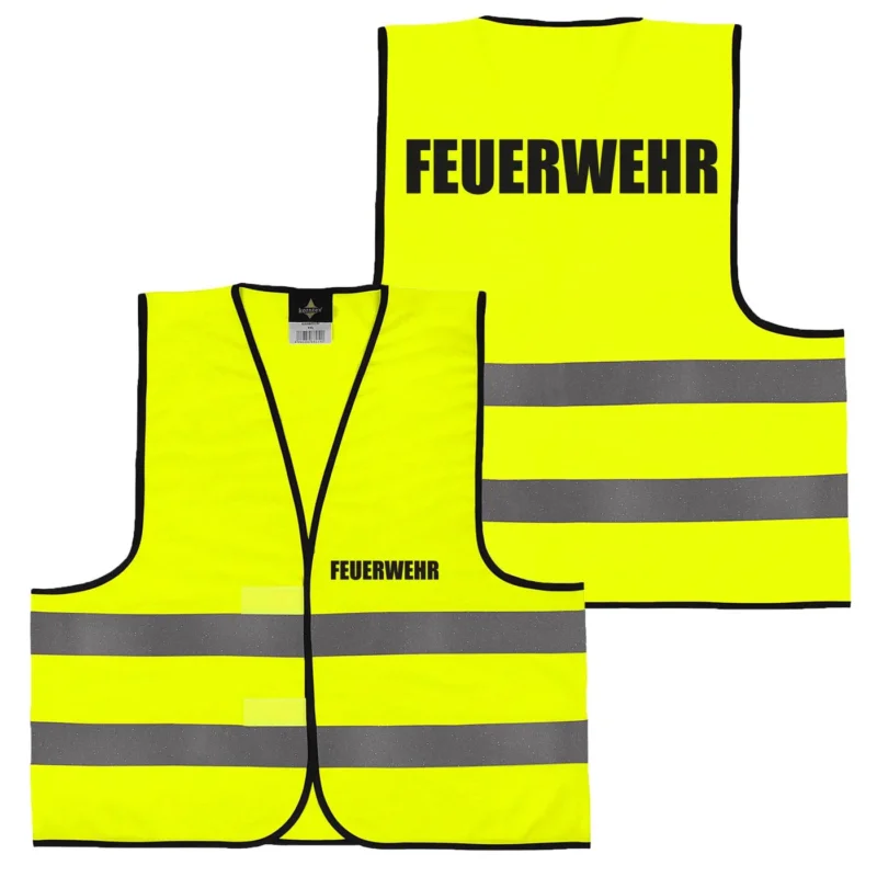 Warnweste mit Aufdruck - Sicherheitsweste Feuerwehr Sicherheit Bauaufsicht Suchteam Ordner Rücken/Front- Druck - Gelb Orange M/XL/XXL/5XL