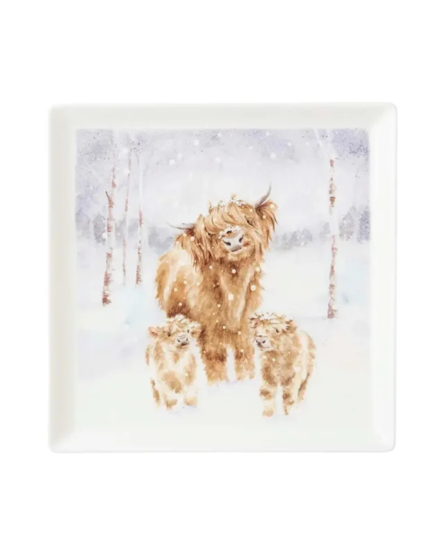 Weihnachtlicher Hochlandkuh-Teller "Highland Star" von Wrendale Designs