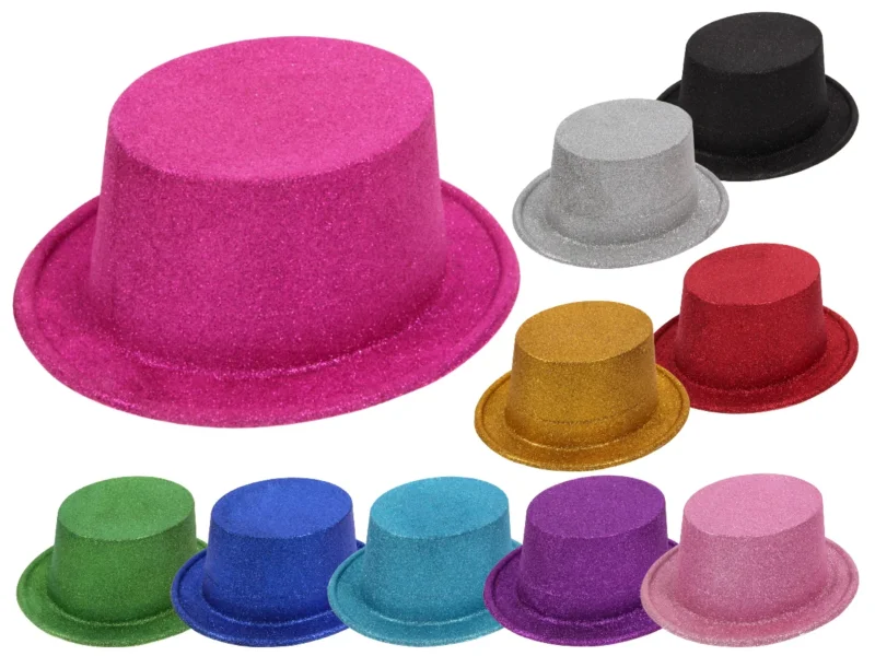 Glitzer Zylinder Hut Karneval Fasching Partyhut Kostümhut Unisex Funkelnder Zylinder für Damen Herren Bühne Mottoparty Festival Tanz Verkleidung Accessoire